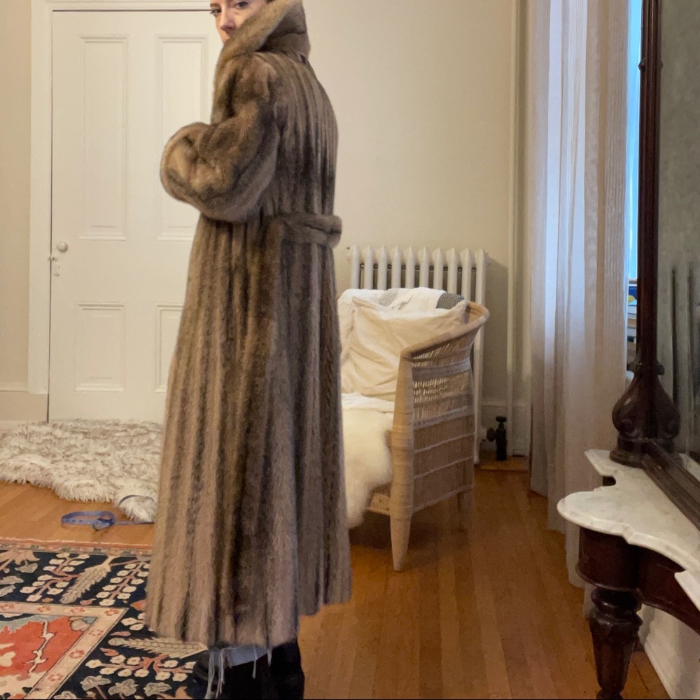 Bergorf Goodman Vintage Blush-Black Cross Mink Full Length Fur Coat - Picture 13 of 16